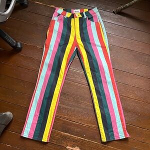 Rolla’s Original High rise straight “covergirl” multicolor rainbow stripe jeans